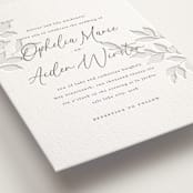 "Vine" - Letterpress Wedding Invitations in Warm Gray by Wildfield Paper Co - Detail