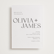 "Bold Names" - Letterpress Wedding Invitations in Soft Black by Vera Lim - Front