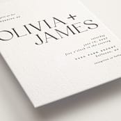 "Bold Names" - Letterpress Wedding Invitations in Soft Black by Vera Lim - Detail