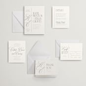 "Sidebar" - Letterpress Wedding Invitations in Ash by Everett Paper Goods - Invitation Suite