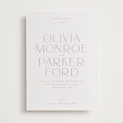 "Monroe" - Letterpress Wedding Invitations in Classic Pink by Kristie Kern - Front