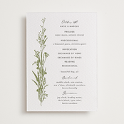 "Gathered" - Letterpress Wedding Programs in Pistachio by Susan Moyal - Front