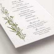 "Gathered" - Letterpress Wedding Programs in Pistachio by Susan Moyal - Detail