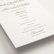 "Calligraphie" - Letterpress Wedding Programs in Graphite by Wildfield Paper Co - Detail