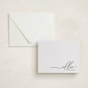 "Pretty Script" - Personalized Stationery Cards in Soft Black by Lori Wemple - Assembled
