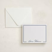 "Formal Border" - Personalized Stationery Cards in Indigo by Emily Betts - Assembled