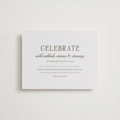"Hepburn" - Letterpress Reception Cards in Moss by Megan Davis - Front