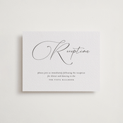 "Lightly Penned" - Letterpress Reception Cards in Soft Black by Jessica Williams - Front