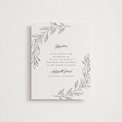 "Verdure Couronne" - Letterpress Reception Cards in Matte Silver | Pewter by Susan Moyal - Front