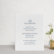 "Modern Monogram" - Letterpress Reception Cards in Indigo by Jennifer Postorino - Front
