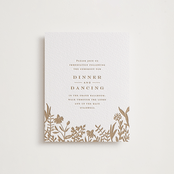 "Morning Fields" - Letterpress Reception Cards in Matte Gold by Amy Kross - Front