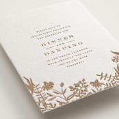 "Morning Fields" - Letterpress Reception Cards in Matte Gold by Amy Kross - Detail