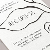 "Leaves" - Letterpress Reception Cards in Black by Pati Cascino - Detail