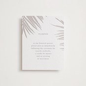 "Gilded Palm" - Letterpress Reception Cards in Ash by Melinda Denison - Front