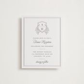 "Chic Monogram" - Letterpress Reception Cards in Cement by Mansi Verma - Front