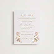 "Mirror Floral" - Letterpress Reception Cards in Faux Gold by Everett Paper Goods - Front
