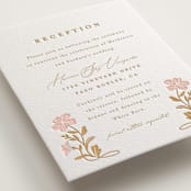 "Mirror Floral" - Letterpress Reception Cards in Faux Gold by Everett Paper Goods - Detail