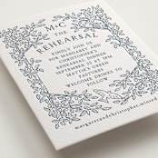 "Whimsical Woodland" - Letterpress Rehearsal Dinner Cards in Indigo by Paper Sun Studio - Detail