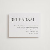 "Bold Names" - Letterpress Rehearsal Dinner Cards in Soft Black by Vera Lim - Front