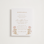 "Mirror Floral" - Letterpress Rehearsal Dinner Cards in Faux Gold by Everett Paper Goods - Front