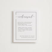 "Asymmetry" - Letterpress Rehearsal Dinner Cards in Pewter by Nicole Walsh - Front