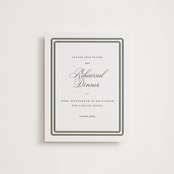 "Bevel" - Letterpress Rehearsal Dinner Cards in Moss by Megan Davis - Front