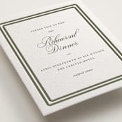 "Bevel" - Letterpress Rehearsal Dinner Cards in Moss by Megan Davis - Detail