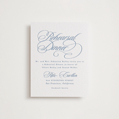"Aristocratic" - Letterpress Rehearsal Dinner Cards in Provincial Blue by Creo Study - Front