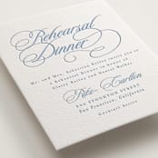 "Aristocratic" - Letterpress Rehearsal Dinner Cards in Provincial Blue by Creo Study - Detail