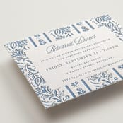 "Sweet Garden" - Letterpress Rehearsal Dinner Cards in Provincial Blue by Erin German - Detail