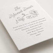 "Note" - Letterpress Rehearsal Dinner Cards in Gravel by Baumbirdy - Detail