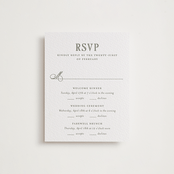 "Hepburn" - Letterpress Multi-Event RSVP Cards in Moss by Megan Davis - Front
