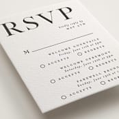 "Trio" - Letterpress Multi-Event RSVP Cards in Soft Black by Pixel and Hank - Detail