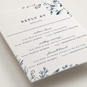 "Everlasting" - Letterpress Multi-Event RSVP Cards in Indigo by Susan Moyal - Detail