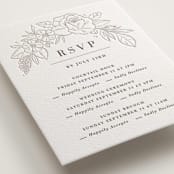 "Sketched Blooms" - Letterpress Multi-Event RSVP Cards in Coffee by Kristen Smith - Detail