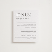 "Tallest" - Letterpress Multi-Event RSVP Cards in Soft Black by Pixel and Hank - Front