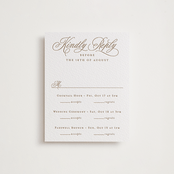 "Vineyard Script" - Letterpress Multi-Event RSVP Cards in Matte Gold by Hooray Creative - Front