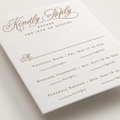"Vineyard Script" - Letterpress Multi-Event RSVP Cards in Matte Gold by Hooray Creative - Detail