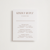 "Chic" - Letterpress Multi-Event RSVP Cards in Burnt Sienna by Vanessa Doyle - Front
