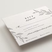 "Verdure Couronne" - Letterpress RSVP Cards in Matte Silver | Pewter by Susan Moyal - Detail