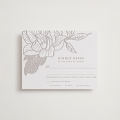 "Botanical Garden" - Letterpress RSVP Cards in Dove Grey | Blind Deboss by Kaydi Bishop - Front