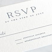 "Refined Tradition" - Letterpress RSVP Cards in Indigo by Stacey Meacham - Detail