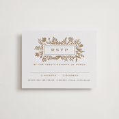 "Morning Fields" - Letterpress RSVP Cards in Matte Gold by Amy Kross - Front