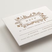 "Morning Fields" - Letterpress RSVP Cards in Matte Gold by Amy Kross - Detail