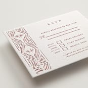 "Taj" - Letterpress RSVP Cards in Rosewood by Kanika Mathur - Detail