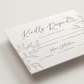 "Vine" - Letterpress RSVP Cards in Warm Gray by Wildfield Paper Co - Detail