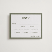 "Sequoia" - Letterpress RSVP Cards in Moss by Robert and Stella - Front