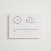 "Wax Seal Monogram" - Letterpress RSVP Cards in Ash by Carolyn MacLaren - Front