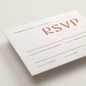 "Boldly" - Letterpress RSVP Cards in Neon Orange by Blustery August - Detail