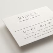 "Classy Type" - Letterpress RSVP Cards in Soft Black by Hooray Creative - Detail